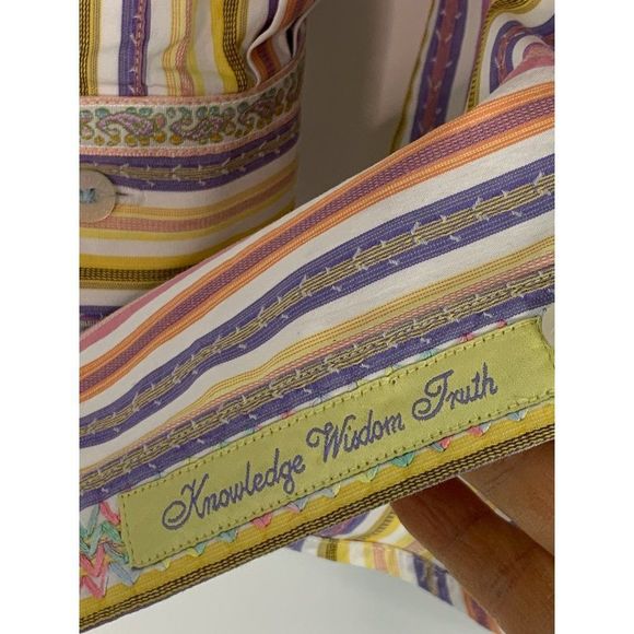 Robert Graham Large Cotton Stripe Embroider Pastel Shirt EUC 6339 Classic Fit - Picture 16 of 16